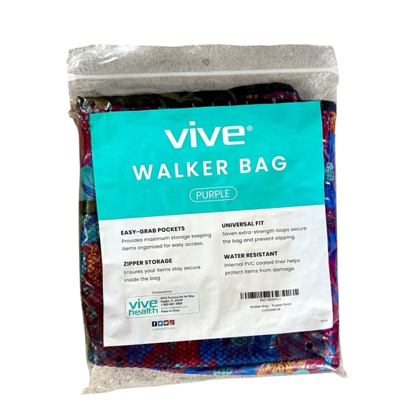 🎁 Floral Storage Bag For Walker/Rolator with Multiple Pockets Zip Closure NWT - Picture 6 of 8